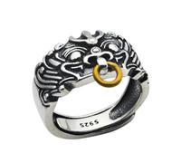 Lirzxin 925 Sterling Silver Rings for Men, Vintage Tao tie Pattern Ring for Men Silver Size Adjustable