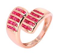 Lirzxin 925 Sterling Silver Wedding Ring Women, Promise Rings for Her Wide 1.2ct Square Red Lab Created Ruby Ring Size L 1/2 Rose Gold