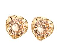 Lirzxin 9K Gold Earrings for Women, Heart with Round Shape Citrine Helix Cartilage Stud Earrings for Women Gold