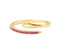 Lirzxin 9K Gold Wedding Ring for Women, Engagement Anniversary Rings Adjustable Open Design with Round Ruby Promise Rings for Her Yellow Gold Ring Size K 1/2
