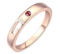 Lirzxin 9K Rose Gold Ring for Women, Promise Rings for Her Hollow Footprint Design Red Lab Created Ruby and Moissanite Ring Size Q 1/2 Rose Gold