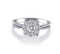 Lirzxin 9K White Gold Promise Rings for Her, Dainty Rings for Women Classic Shiny 4 Prong Round Moissanite Wedding Bands White Gold Size U 1/2