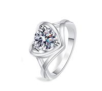 Lirzxin 9K White Gold Ring for Women, Women's Wedding Bands Twisted Heart Solitaire Round Lab Diamond Wedding Bands White Gold Size O 1/2