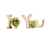 Lirzxin 9K Yellow Gold Earrings for Women, I LOVE YOU Heart Round Peridot Helix Cartilage Stud Earrings for Women Gold