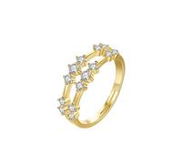 Lirzxin 9K Yellow Gold Eternity Ring for Women, Promise Rings for Women Adjustable Open Hollow Design with Round Diamond Wedding Bands Gold Size U 1/2