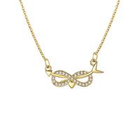 Lirzxin 9K Yellow Gold Necklace Chain Women, Charm Choker Dainty Necklaces Arrow Infinity Heart with Round Lab Diamond Pendant Necklace for Women Gold