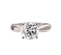 Lirzxin Anniversary Rings for Women White Gold 9K, Dainty Rings for Women Classic Solitaire 4 Prong Round Moissanite Wedding Bands White Gold Size Q 1/2