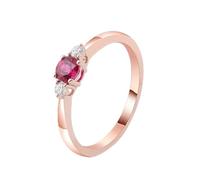 Lirzxin Anniversary Rings Wedding Band Ring, 9K Rose Gold Promise Rings for Women Elegant Round Ruby and Moissanite Rose Gold Ring Size L 1/2