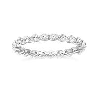 Lirzxin Anniversary Rings Women's Wedding Ring, 9K White Gold Engagement Ring for Women Eternity Row Design with Round Moissanite White Gold Rings Size O 1/2