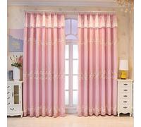 Lirzxin Bedroom Blackout Curtains 2 Panels 106" Drop, Blackout Window Curtain Eyelets Double Layer Embroidered Small Flowers Thermal Insulated Curtain Window Treatment Pink, 79 x 106 Inches