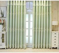 Lirzxin Blackout Curtains Living Room 2 Panels 106" Drop, Blackout Curtains Hook Double Layer Embroidered Small Flowers Window Treatment Curtain for Bedroom Light Green, 79 x 106 Inches