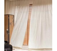 Lirzxin Curtains Voile 2 Panels Set 72" Drop, Linen Sheer Window Curtain Hook Solid Color Leaves Texture Drapes Window Curtain for Bedroom Living Room Beige, 52 x 72 Inches