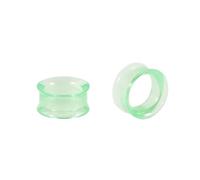 Lirzxin Ear Gauge Expander, 2PCS Acrylic Gauges Tunnels Plugs 1 inch Double Flared Hollow Round Semi Transparent Ear Gauge 25mm Light Green
