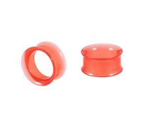 Lirzxin Ear Gauge Expander, 2PCS Acrylic Gauges Tunnels Plugs 3/4 inch Semi Transparent Double Flared Hollow Round Ear Gauge 19mm Orange Red