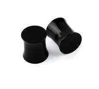 Lirzxin Ear Gauge Expander, 2PCS Acrylic Tunnel Gauges Plugs 00g Double Flared Solid Round Ear Gauges Tunnels 10mm Black