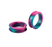 Lirzxin Ear Gauge Expander, 2PCS Flesh Tunnels Silicone 1 inch Double Flared Round Hollow Bicolor Ear Gauges Plugs 25mm Pink Green