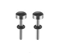 Lirzxin Ear Gauge Expander, 2PCS Stainless Steel Tunnels for Ears 0g Single Flared Solid Round with Oil Dripping Black Ear Gauges Plugs 8mm Silver