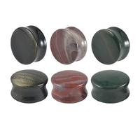Lirzxin Ear Gauge Expander, 6PCS Stone Tunnels for Ears 3/4 inch 3 Pair Double Flared Solid Round Ear Gauges Plugs 19mm Colorful