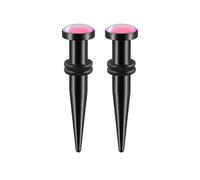 Lirzxin Ear Gauges, 2PCS Stainless Steel Ear Plugs Tunnels 12g Solid Round with Oil Dripping Pink Single Flared Geometric Shape Gauge Expander Taper 2mm Black