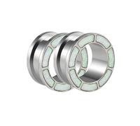 Lirzxin Ear Gauges, 2PCS Stainless Steel Ear Plugs Tunnels 3/4 inch Single Flared Hollow Round with Opal Screw Fit Gauge Expander 19mm Silver
