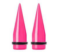 Lirzxin Ear Gauges Plugs, 2PCS Acrylic Tunnels for Ears 11/16 inch Single Flared Solid Geometric with Silicone Ear Gauge Taper 18mm Rose Red