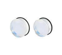 Lirzxin Ear Gauges Plugs, 2PCS Tunnels Gauges Glass 5/8 inch Single Flared Solid Round with Silicone Ear Gauge 16mm Transparent