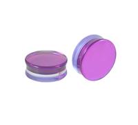 Lirzxin Ear Gauges Tunnels Plugs, 2PCS Tunnel Plug Glass 1-3/16 inch Double Flared Solid Round Semi Transparent Ear Gauge 30mm Purple