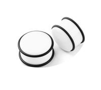 Lirzxin Ear Plugs Tunnels, 2PCS Acrylic Gauges 3/4 inch Double Flared Solid Round Ear Gauge 20mm White Black