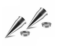 Lirzxin Ear Tunnel Gauges, 2PCS Stainless Steel Tunnels for Ears 4g Single/Double Flared Screw Fit 2 in 1 Interchangeable Geometric Shape Ear Gauge Taper 5mm Silver