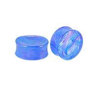 Lirzxin Ear Tunnels, 2PCS Ear Plugs Acrylic 3/4 inch Double Flared Solid Round with Textured Expander Gauges 19mm Blue
