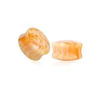 Lirzxin Ear Tunnels Plugs, 2PCS Ear Gauges Resin 3/4 inch Double Flared Solid Round Watercolor Waves Expander Gauges for Women 20mm Orange Yellow