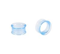 Lirzxin Ear Tunnels Plugs, 2PCS Gauges for Ears Acrylic 3/4 inch Double Flared Hollow Round Semi Transparent Ear Gauge 19mm Light Blue