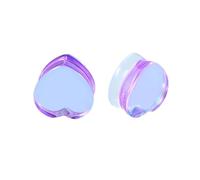 Lirzxin Ear Tunnels Plugs, 2PCS Gauges for Ears Glass 11/16 inch Solid Heart Transparent Double Flared Ear Gauge 18mm Purple