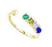 Lirzxin Engagement Anniversary Rings for Women, 18K Yellow Gold Promise Ring for Women Heart Adjustable Open Design Round Lab Created Tourmaline Yellow Gold Rings Size O 1/2