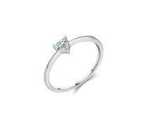 Lirzxin Engagement Anniversary Rings for Women, 9K White Gold Wedding Ring for Women Simple Solitaire Heart Moissanite 0.25ct White Gold Rings Size R 1/2