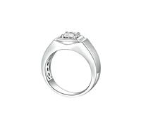 Lirzxin Engagement Ring Promise Rings for His, 9K White Gold Wedding Ring Men Wide Matte Solitaire Round Moissanite 0.5ct White Gold Rings Size M 1/2