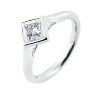 Lirzxin Engagement Ring Womens Wedding Rings, 18K White Gold Promise Rings for Her Women Classic Solitaire Square Moissanite 3ct White Gold Ring Size K 1/2