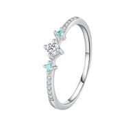 Lirzxin Engagement Rings Women Wedding Ring, 9K White Gold Promise Rings for Her Delicate Stackable Round Moissanite and Topaz White Gold Ring Size N 1/2