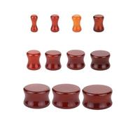 Lirzxin Expander Gauges, 22PCS Stone Ear Plugs Tunnels 8g-3/4 inch 11 Pair Double Flared Solid Round Ear Gauges 3mm-20mm Brown Red