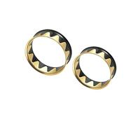 Lirzxin Expander Gauges, 2PCS Stainless Steel Ear Gauges Tunnels Plugs 3/4 inch Hollow Round with Wave Double Flared Ear Gauge 19mm Black Gold