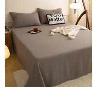 Lirzxin Flat Sheet Emperor, 3 Piece Sheet Set Solid Color Cotton Gauze Bed Flat Sheets with Two Pillow Cases Easy Care Fade Resistant Bedding, Dark Khaki, (200cm bed) 230x250cm