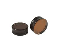 Lirzxin Gauge Expander, 2PCS Ear Stretching Glass 11/16 inch Double Flared Solid Round Semi Transparent Ear Gauges Tunnels Plugs 18mm Brown