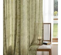 Lirzxin Living Room Curtains 2 Panel Sets 63" Drop, Cotton Linen Blackout Eyelet Curtains Jacquard Leaves Pattern Blackout Curtain for Bedroom Yellow Green, 54 x 63 Inches
