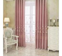 Lirzxin Modern Curtain 2 Panels Blackout 58" Drop, Chenille Bedroom Curtains Blackout Hook Embroidered Flowers Leaves Modern Curtains for Room Darkening & Noise Reducing Pink, 42 x 58 Inches