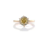 Lirzxin Promise Wedding Rings Womens Engagement Ring, 14K Gold Ring for Women Simple Classic Solitaire 6 Claw Round Citrine 3ct Yellow Gold Rings Size P 1/2