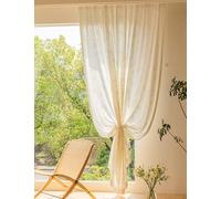 Lirzxin Sheer Curtains for Bedroom 2 Panels Set 63" Drop, Transparent Curtains Eyelets Solid Color Jacquard Flowers Leaves Texture Window Curtain for Living Room Cream Beige, 38 x 63 Inches
