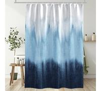Lirzxin Shower Curtain 180 x 200 cm, Anti Mould Shower Curtain Waterproof Polyester Abstract Gradient Forest Theme Modern Thick Bathroom Bath Curtain with Hooks Light Grey Blue, 180x200cm