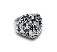 Lirzxin Silver Anniversary Ring for Men, Stainless Steel Promise Wedding Rings for Men 20MM Wide Vintage Lion Head Hip Hop Ring Silver Size P 1/2