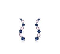 Lirzxin Stud Earrings for Women Ladies, Platinum Wave Row Design with Round Blue Pink Lab Created Sapphire Helix Cartilage Stud Earrings for Women Wife Mother Daughter, White Gold