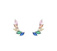 Lirzxin Stud Earrings for Women Ladies, Platinum Wing with Marquise Lab Created Pink Blue Sapphire Emerald Helix Cartilage Stud Earrings for Women Mother Daughter, White Gold
